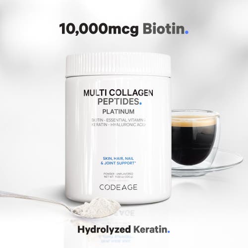 Codeage Multi Collagen Protein Powder Platinum, Biotin, Vitamin C, B, D3, Keratin, Hyaluronic Acid, 11.50 oz in White at Nordstrom