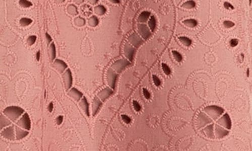 English Factory Paisley Eyelet Shift Dress In Camel