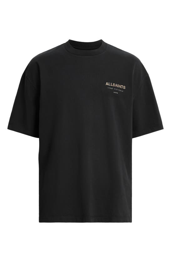 Shop Allsaints Underground Oversize Organic Cotton Graphic T-shirt In Leopard/ Black