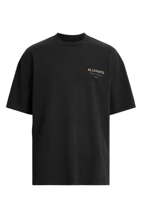 Shop Allsaints Underground Oversize Organic Cotton Graphic T-shirt In Leopard/black