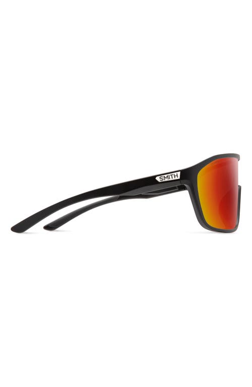 Smith Boomtown 135mm Chromapop™ Polarized Shield Sunglasses In Matte Black/red Mirror
