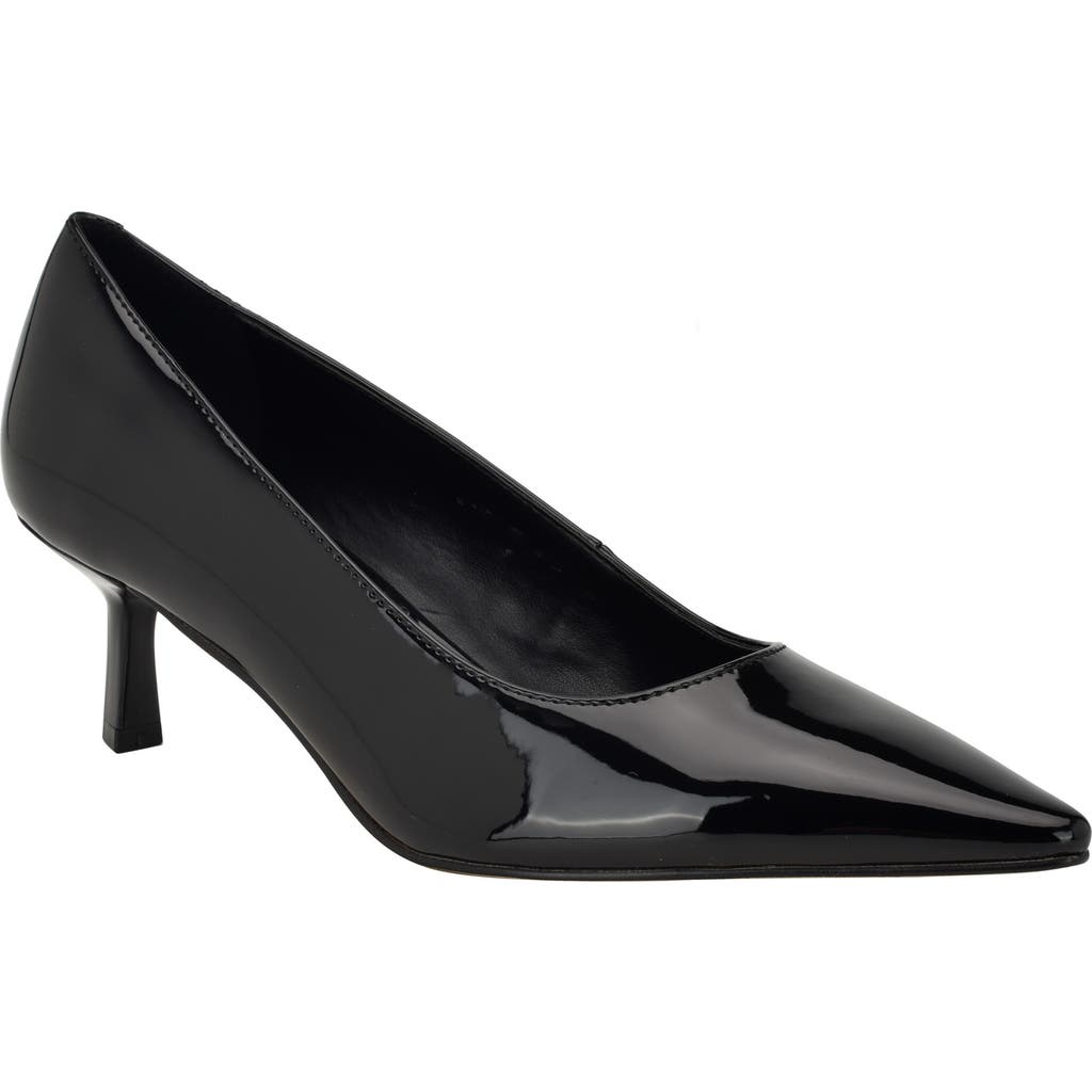 Calvin Klein Kierra Pointed Toe Pump In Black Patent