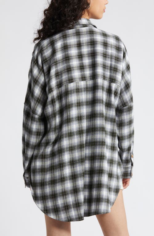 Shop Bp. Plaid Oversize Flannel Button-up Shirt In White- Green C Brooke Plaid