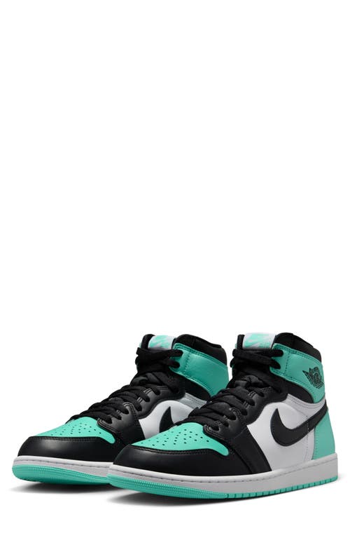 Jordan Air 1 Retro High Top Sneaker In White/black/green Glow