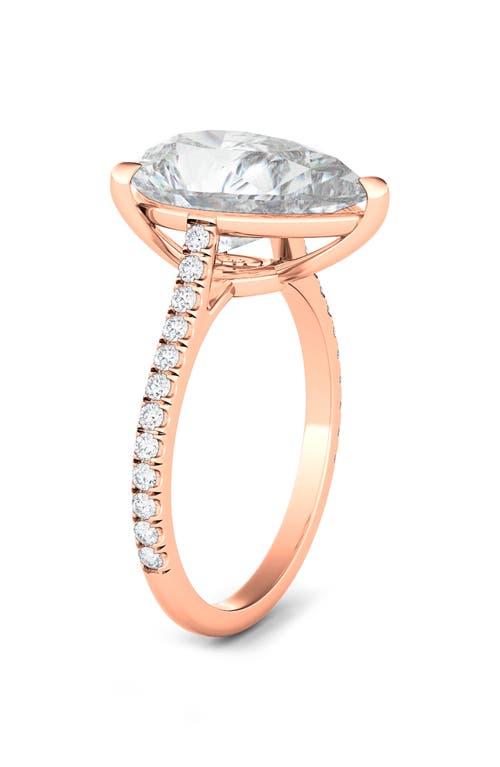 Hautecarat Pear Cut Pavé Lab Growndiamond Ring In 2.50 Ctw 18k Rose Gold