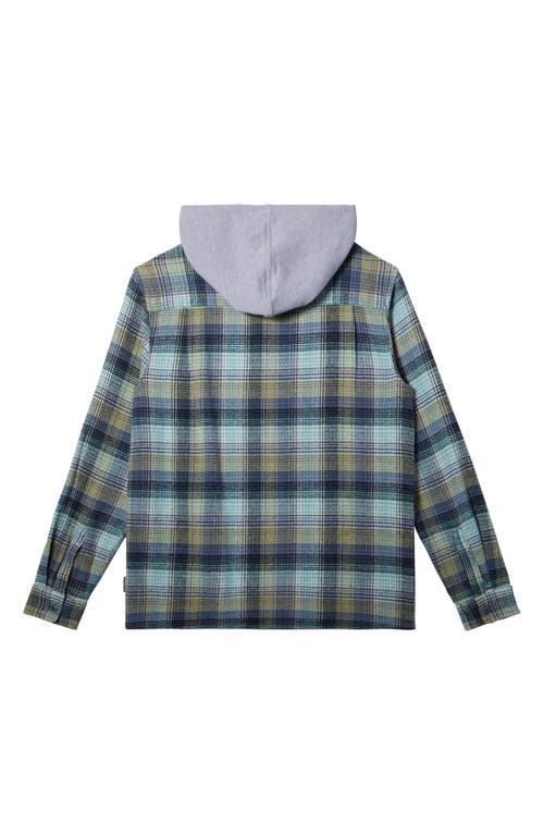Quiksilver Sandbar Plaid Hooded Button-up Shirt Jacket In Blue/bright Yellow