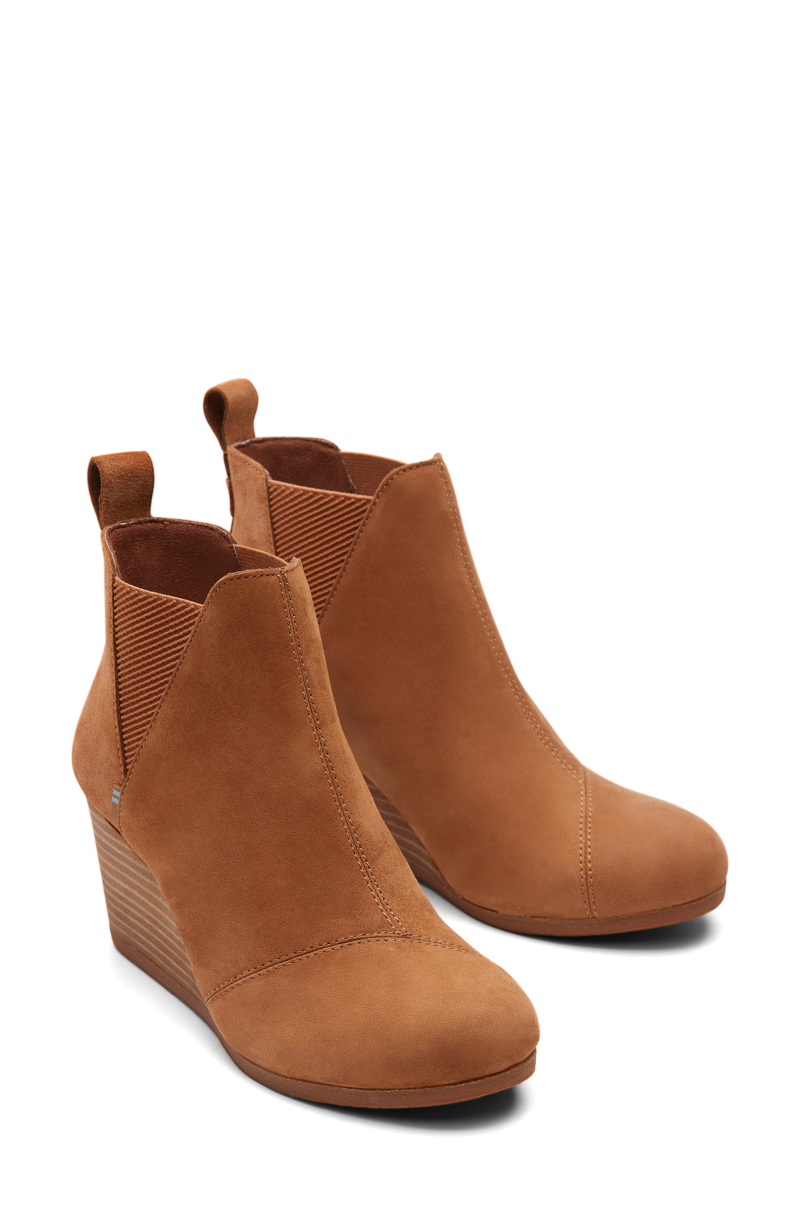 cognac wedge booties