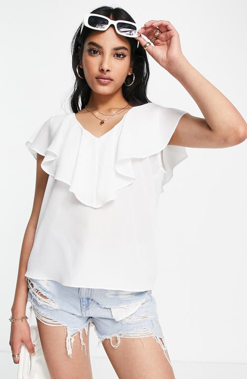 ASOS DESIGN Frill Neck Blouse in Ivory