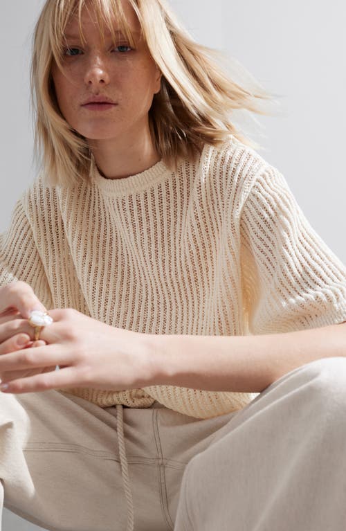 Shop & Other Stories Open Stitch Cotton Sweater In White Dusty Light