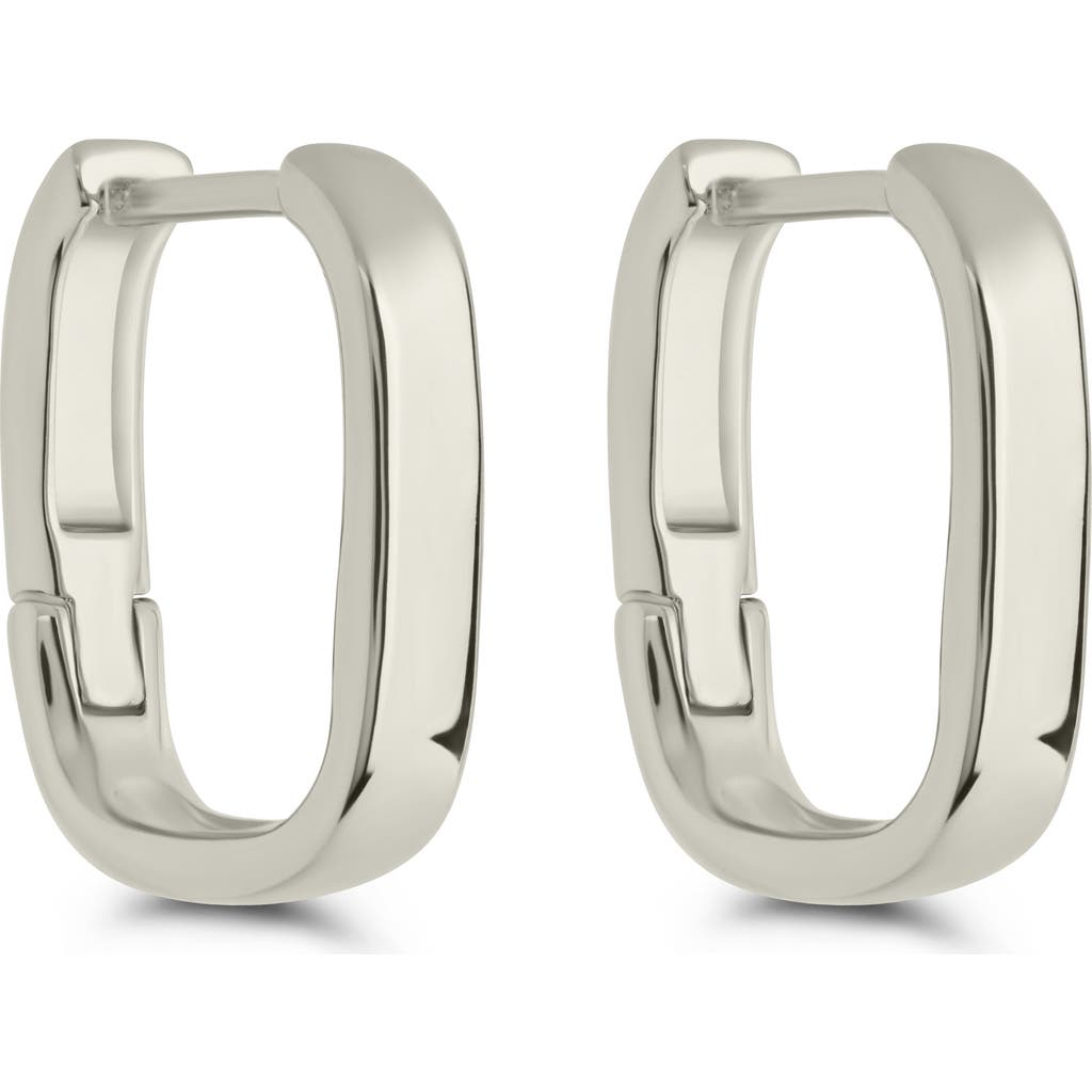 Sterling Forever Annika Polished Square Huggie Hoop Earrings In Silver