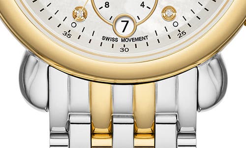 Michele Csx Two-tone Diamond Bracelet Watch, 36mm In 2t Silver/gold/white