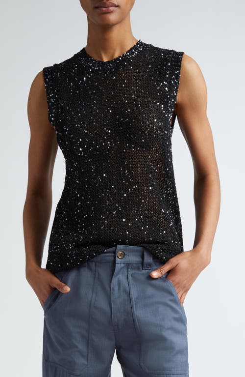 Shop Golden Goose Journey Sequin Sleeveless Sweater In Black