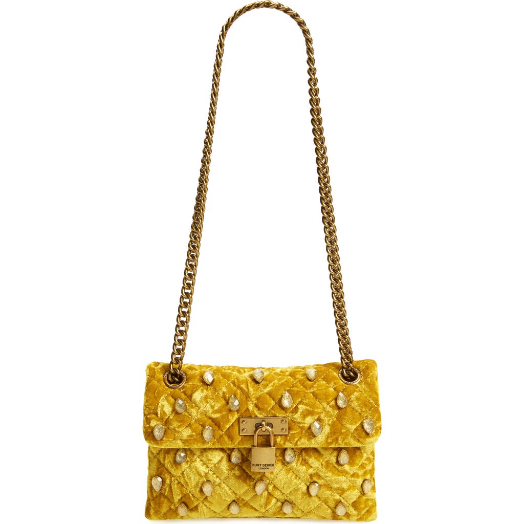 Kurt Geiger London Mini Brixton Velvet Shoulder Bag In Dark Yellow