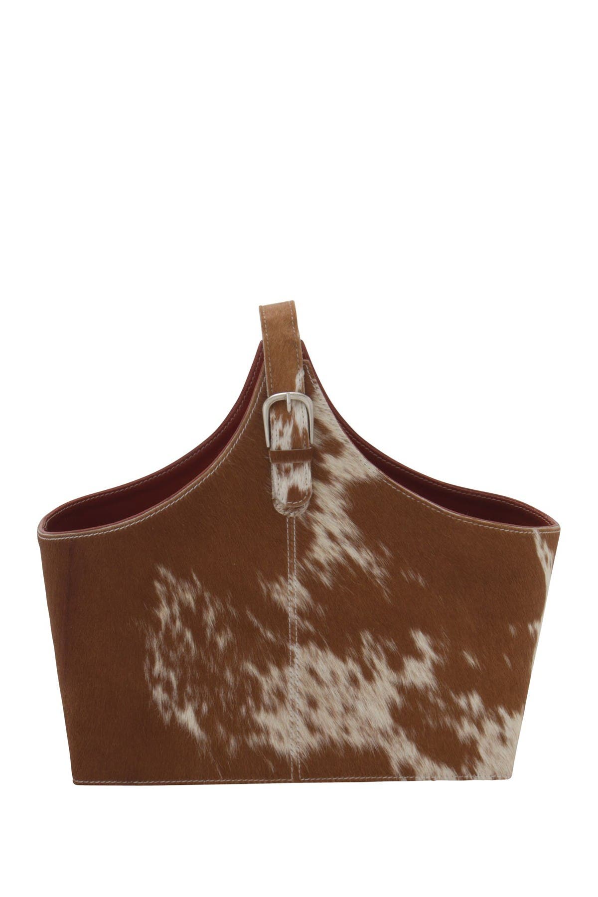 Willow Row Genuine Goat Hair Leather Hide Magazine Holder