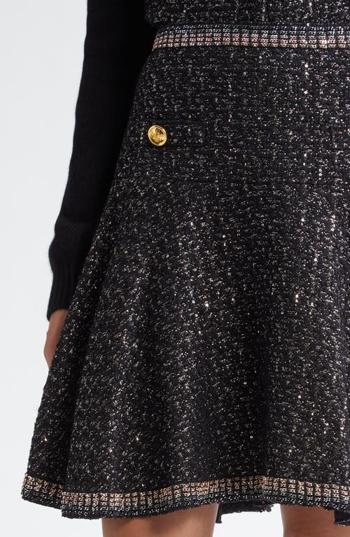 Shop Giambattista Valli Metallic Tweed Sweater Skirt In Black/silver