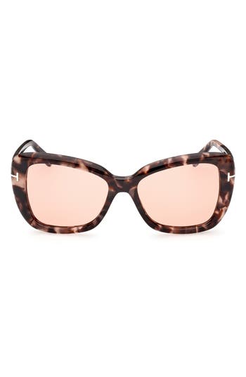 Shop Tom Ford 55mm Butterfly Sunglasses In Colored Havana/violet