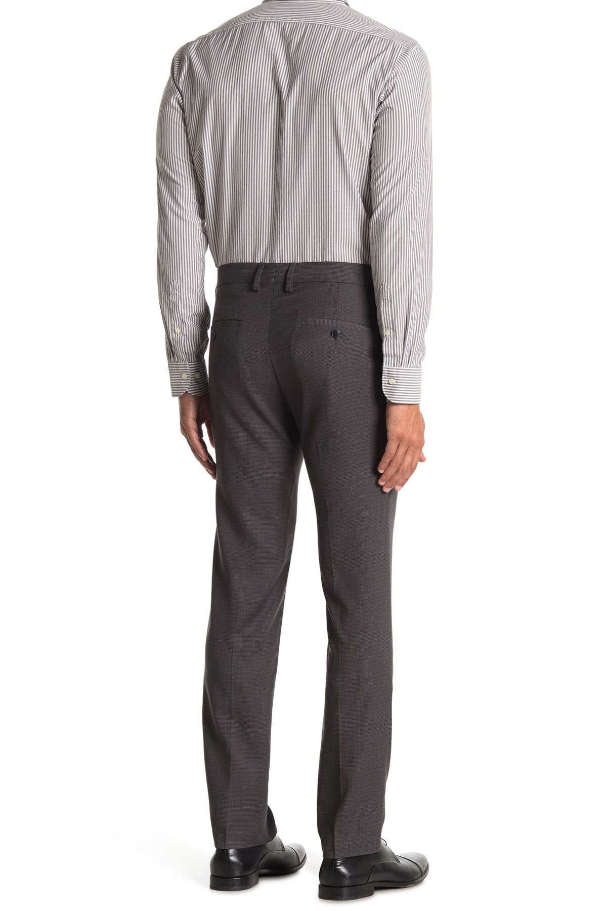 Kenneth Cole Reaction Micro Check Houndstooth Skinny Dress Pant In Dark Grey
