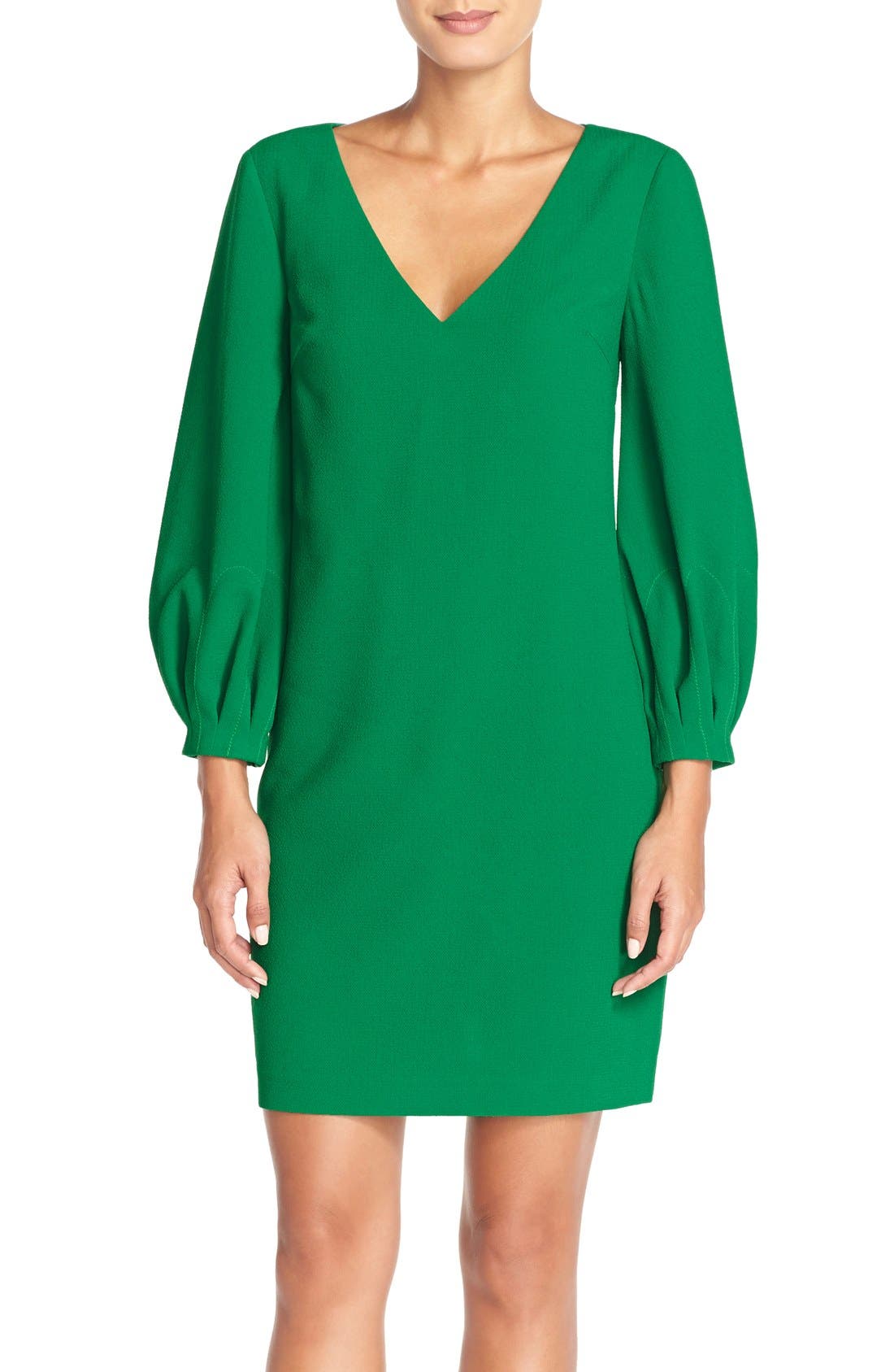 v neck shift dress with sleeves