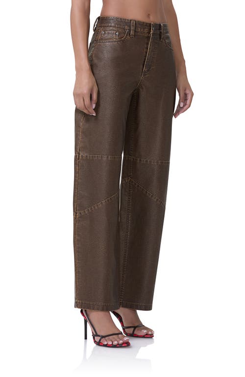 Shop Afrm Ajax Faux Leather Barrel Leg Pants In Washed Brown Pu