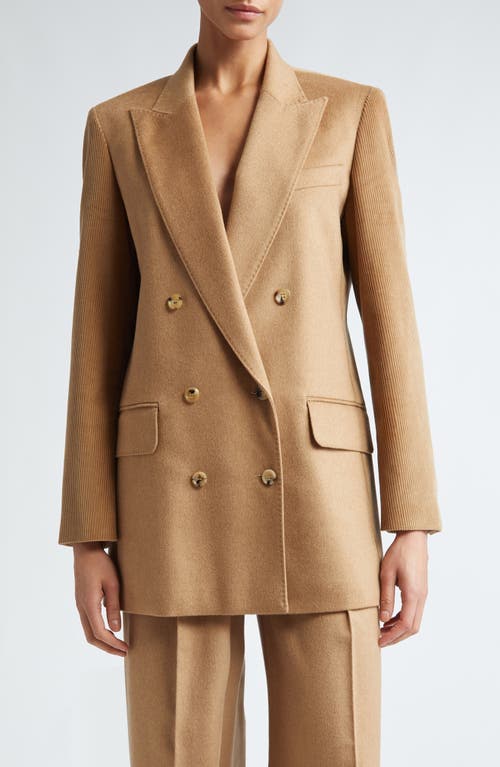 Shop Max Mara Potente Mixed Media Blazer In Camel