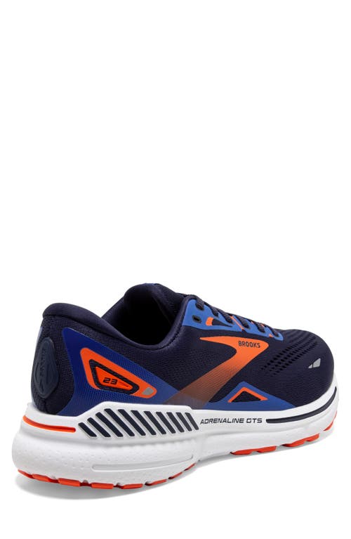 Shop Brooks Adrenaline Gts 23 Running Sneaker In Peacoat/orange/surf The Web