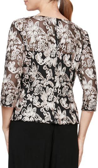 Alex evenings store embellished mesh blouse