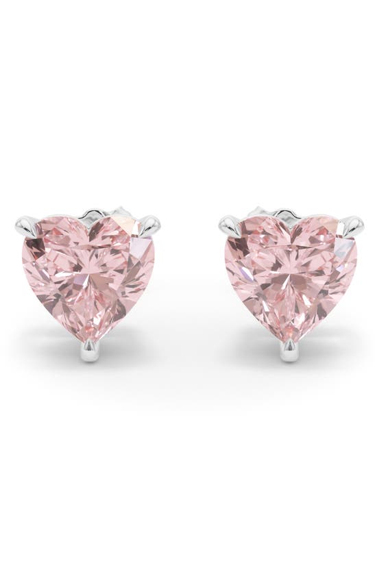 Hautecarat Pink Lab Created Diamond Stud Earrings In 18k White Gold