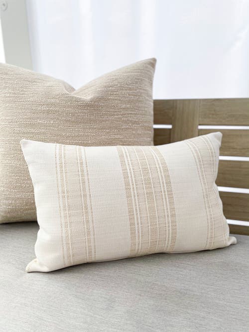 Anaya Pure Air Beach Club Stripe Outdoor Pillow In Beige Stripe