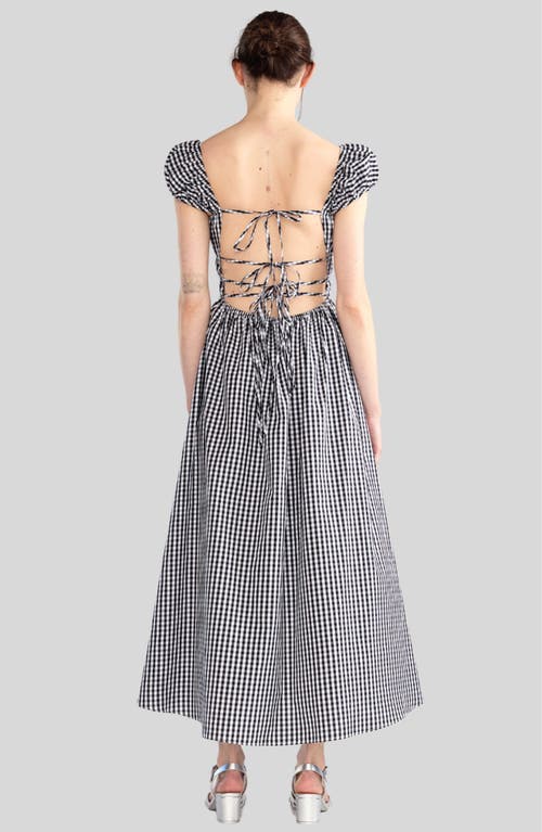 Shop Cynthia Rowley Bodrum Back Tie Dress In Black White Gingham