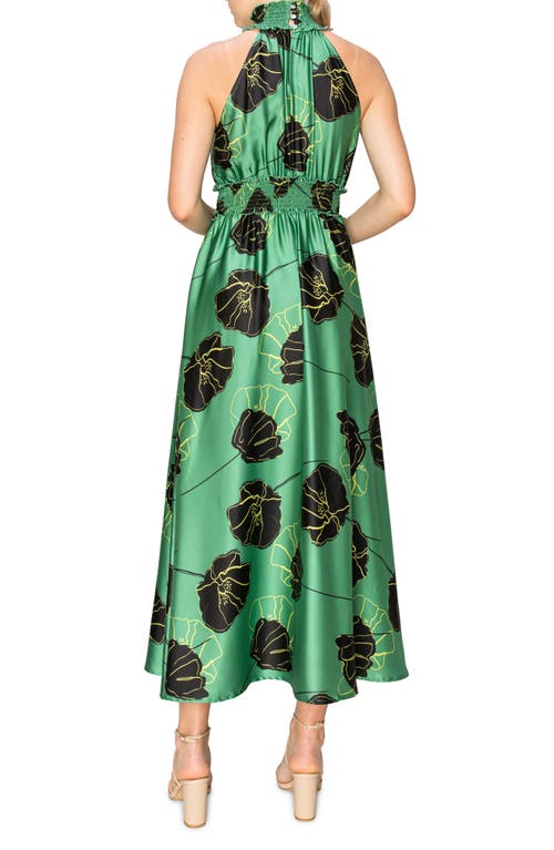 Shop Melloday Floral Print Maxi Dress In Sage Black Floral