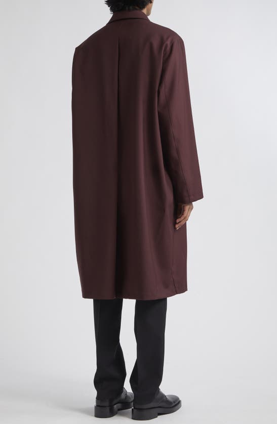 Shop Jil Sander Oversize Longline Wool Coat In Chestnut Brown