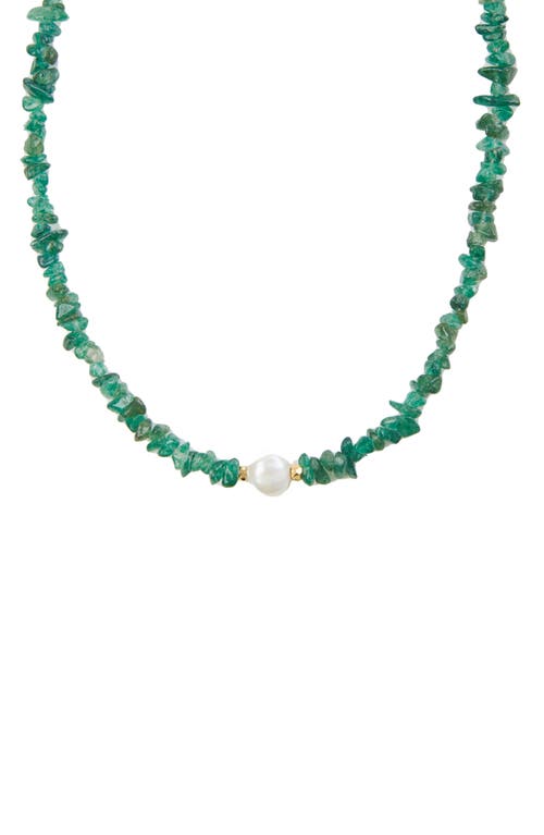 Beaded Green Onyx Necklace in Gold