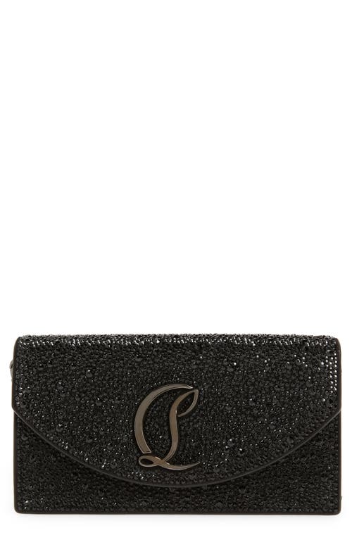 Shop Christian Louboutin Small Loubi54 Strass Clutch In Black/gun Metal