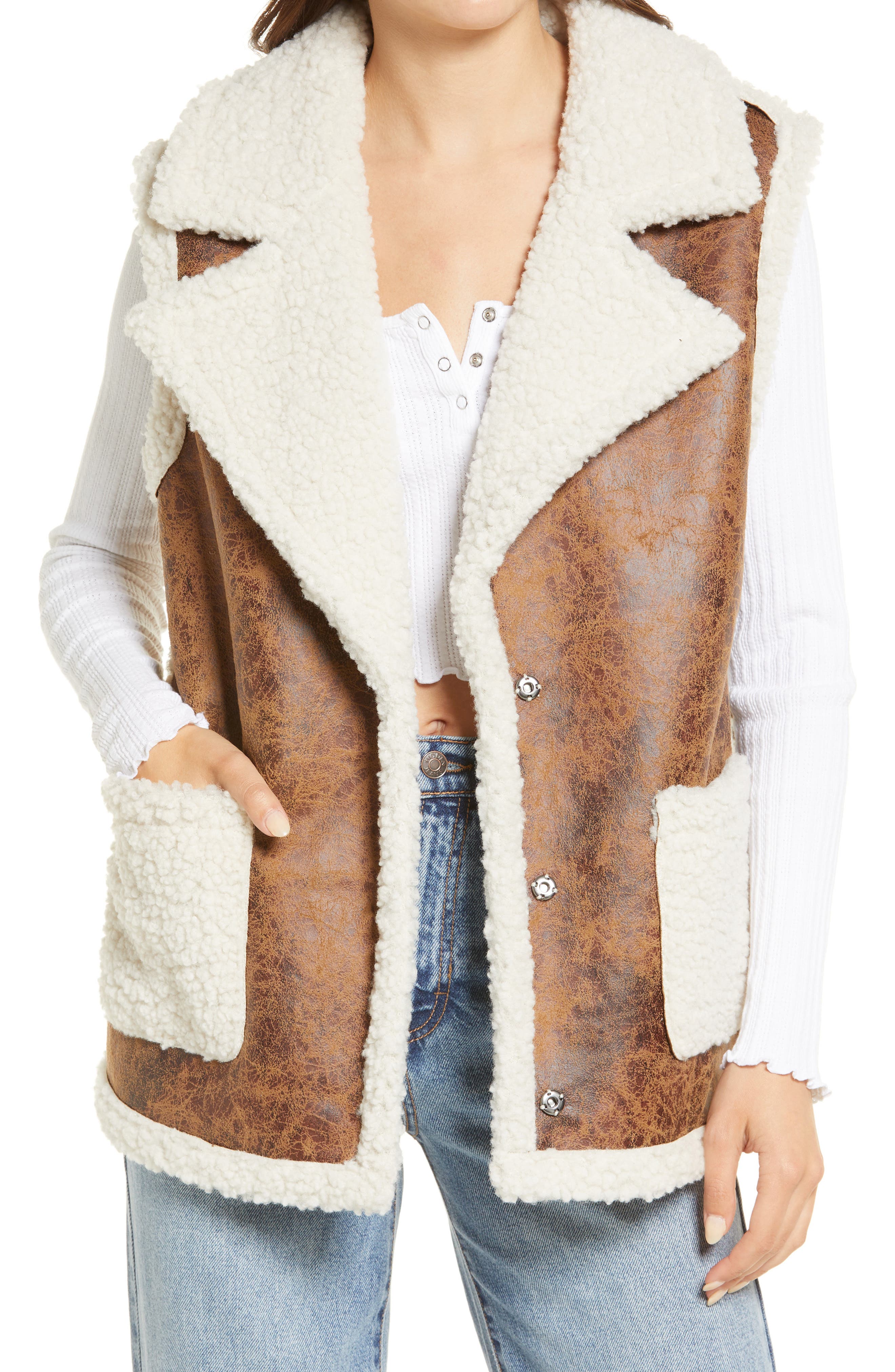 faux sheepskin vest