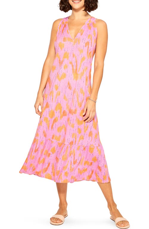 NIC+ZOE Summer Heat Linen Blend Shift Dress in Pink Multi