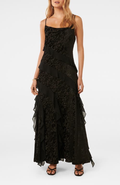 Shop Ever New Piper Ruffle Velvet Sleeveless Maxi Dress In Black