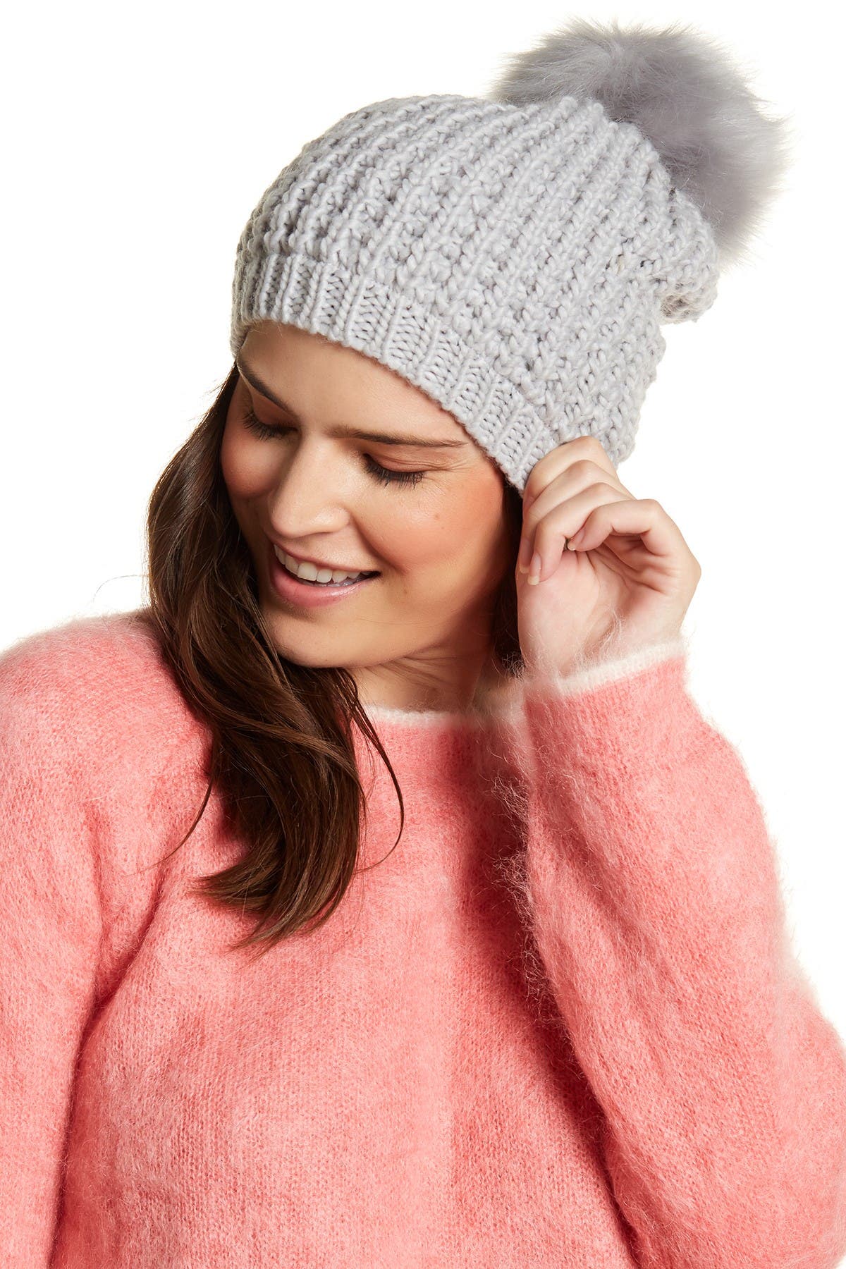 Kyi Kyi Faux Fur Pompom Classic Beanie 