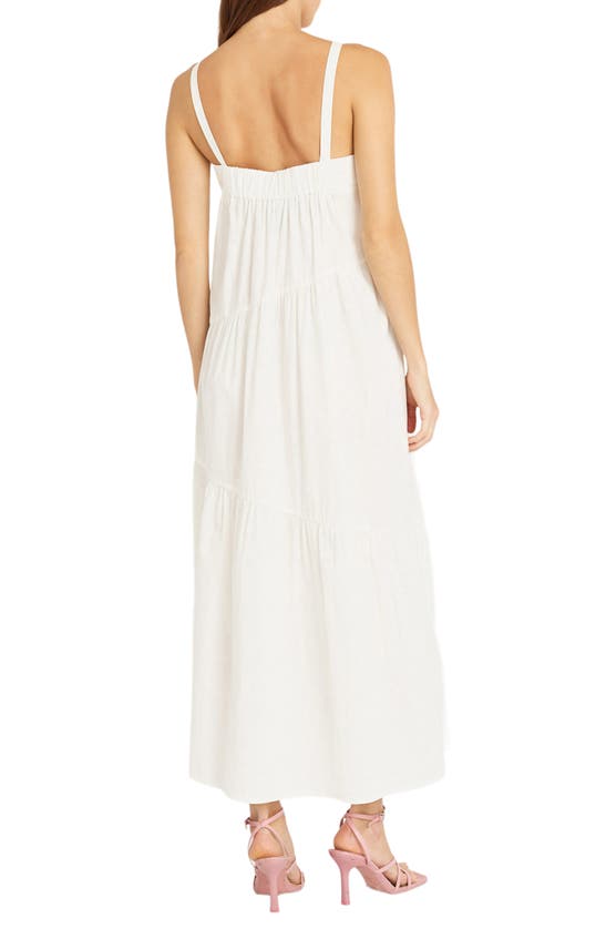 Shop Donna Morgan Tiered Stretch Cotton Maxi Sundress In Ivory