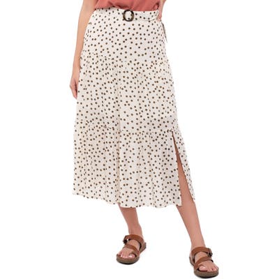Blu Pepper Tiered Polka Dot Midi Skirt, Ivory