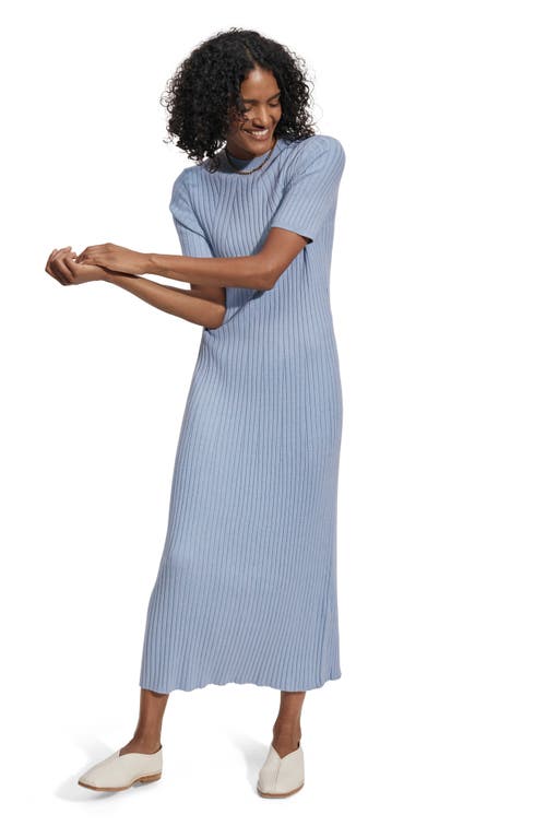 Shop Varley Maeve Rib Midi Sweater Dress In Ashley Blue