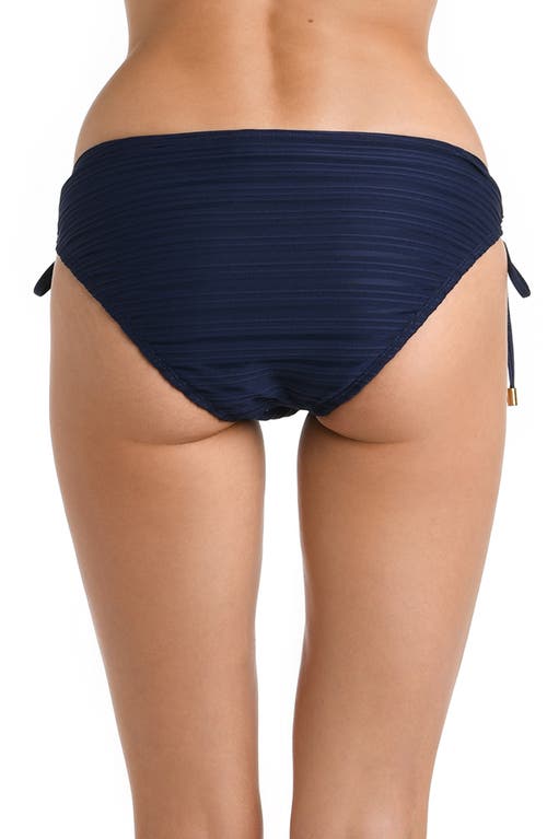La Blanca Fluid Lines Adjustable Loop Hipster Bikini Bottoms In Blue