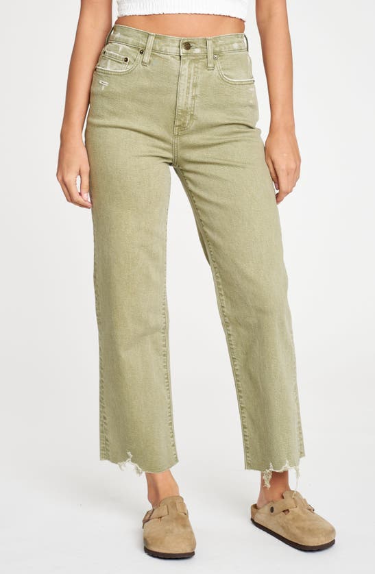 Shop Daze Pleaser Distressed High Waist Raw Hem Crop Jeans In Matcha