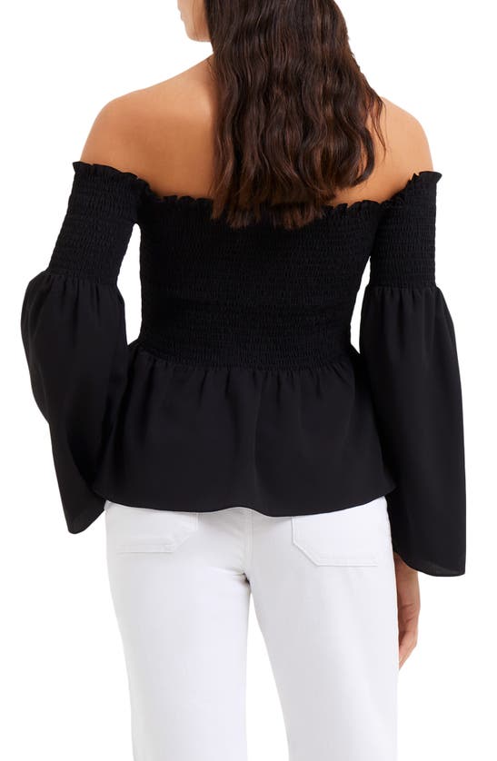 Shop French Connection Smocked Off The Shoulder Blouse In 01-black