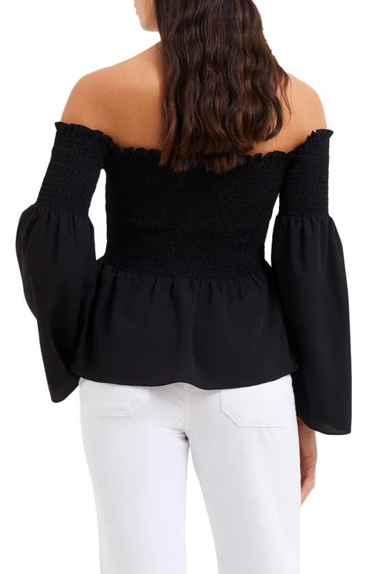 French Connection Frenh Connection Smocked Off-the-shoulder Peplum Top In 01-black