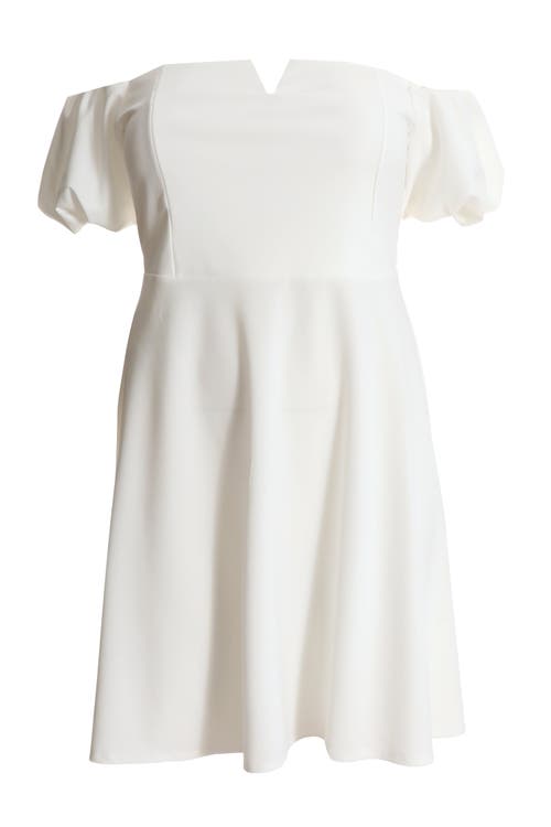 Shop Quiz Puff Sleeve Bardot Dress In White