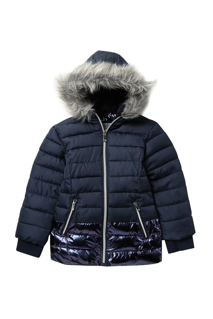 Kensie Girl | Faux Fur Trimmed & Lined Quilted Puffer Jacket ...