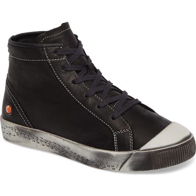 Softinos By Fly London Kip High Top Sneaker, Black