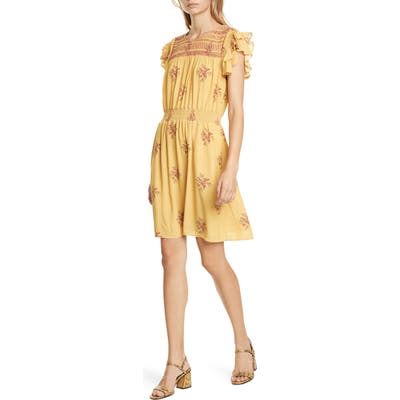 Dolan Palmer Flutter Sleeve Crepe Dress, Yellow