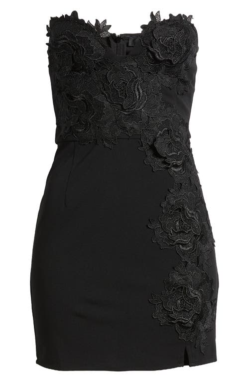 LULUS LULUS LUXE ROMANTIC FLORAL APPLIQUÉ STRAPLESS COCKTAIL MINIDRESS 