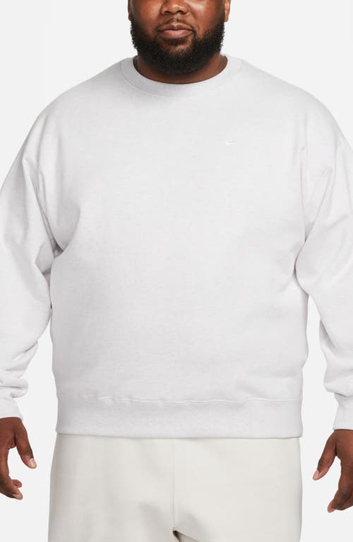 Shop Nike Solo Swoosh Oversize Crewneck Sweatshirt In Birch Heather/white